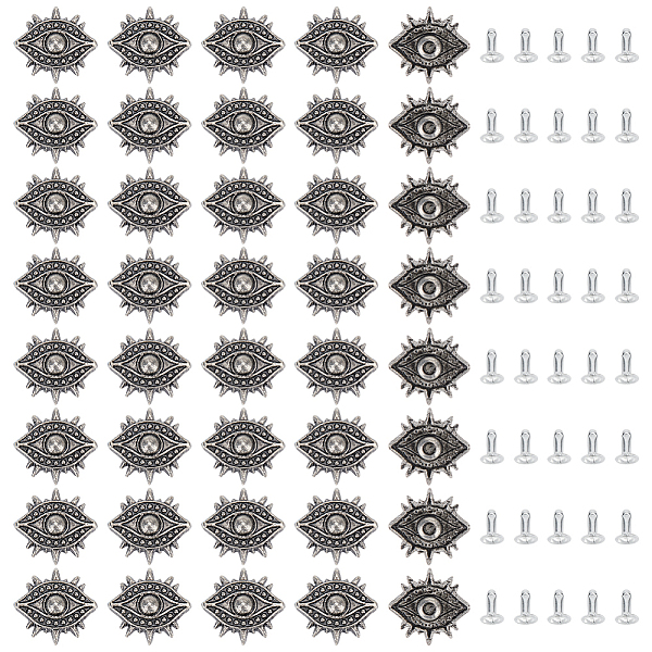 

PandaHall WADORN 40 Sets Alloy Collision Rivets, Eye, for Coat, Shoes, Suitcase & Bag Decoration, Antique Silver, 16x17x5mm, Hole: 2.5mm...