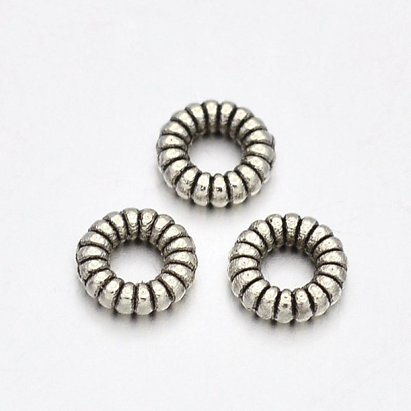 

PandaHall Donut Tibetan Style Alloy Spacer Beads, Antique Silver, 6x1.2mm, Hole: 3mm Alloy Donut