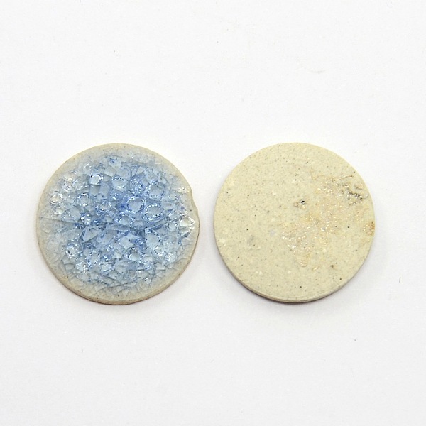 

PandaHall Flat Round Handmade Crackle Porcelain Cabochons, Dodger Blue, 25x5mm Porcelain Flat Round
