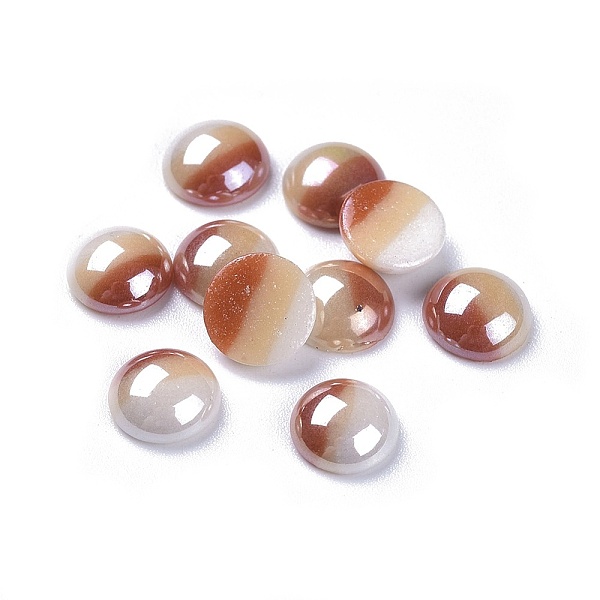 

PandaHall Opaque Glass Cabochons, Stripe Pattern, Tri-color Stripe, Half Round, Colorful, 8x3.5mm Glass Half Round