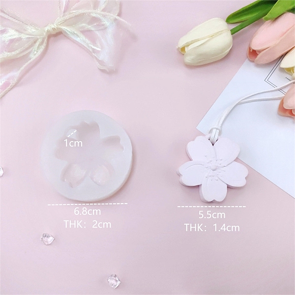 

PandaHall Cherry Blossom Flower Pendant DIY Food Grade Silicone Mold, Resin Casting Molds, for UV Resin, Epoxy Resin Craft Making, White...