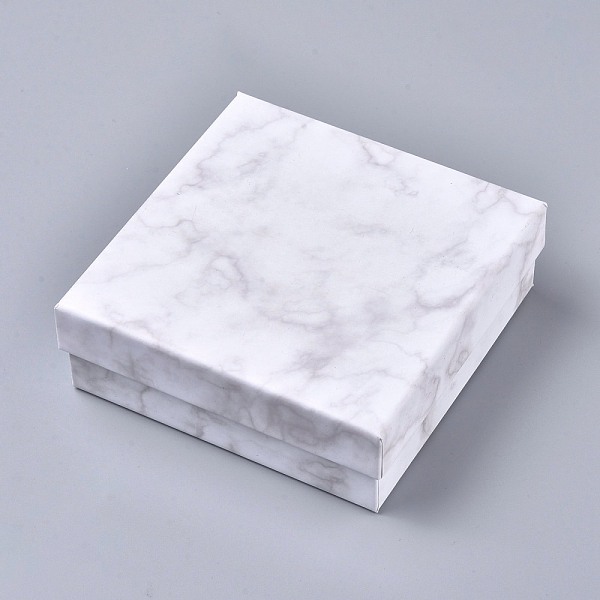

PandaHall Square Kraft Cardboard Jewelry Boxes, Marble Pattern Necklace Pendant Boxes, with Black Sponge, White, 11.2x11.2x3.8cm Paper...