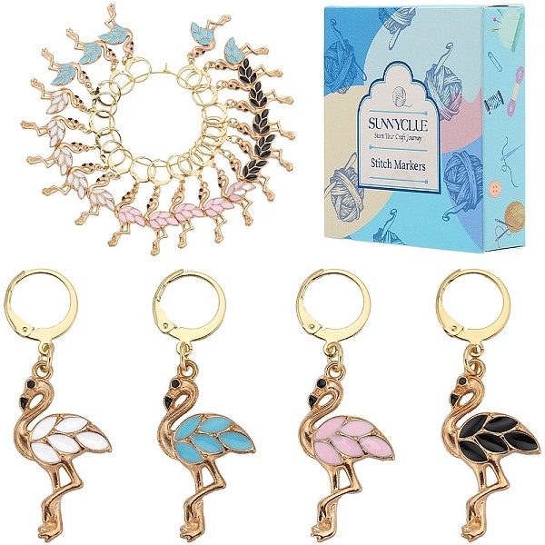 

PandaHall SUNNYCLUE 1 Box 24Pcs Flamingo Stitch Markers Bulk Knit Stitch Markers Metal Alloy Enamel Mini Cute Gold Locking Crochet Marker..., Multicolor