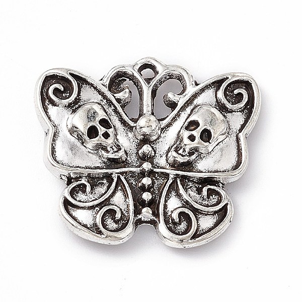 

PandaHall Tibetan Style Alloy Pendants, Butterfly with Skull Charm, Antique Silver, 20.5x23x4mm, Hole: 1.2mm Alloy Butterfly