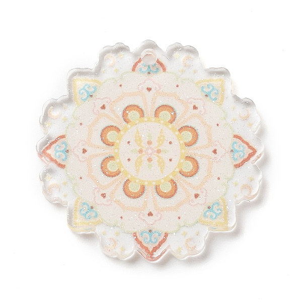 

PandaHall Acrylic Pendants, Round with Flower, Yellow, 35x35x2mm, Hole: 2mm Acrylic Flower Yellow