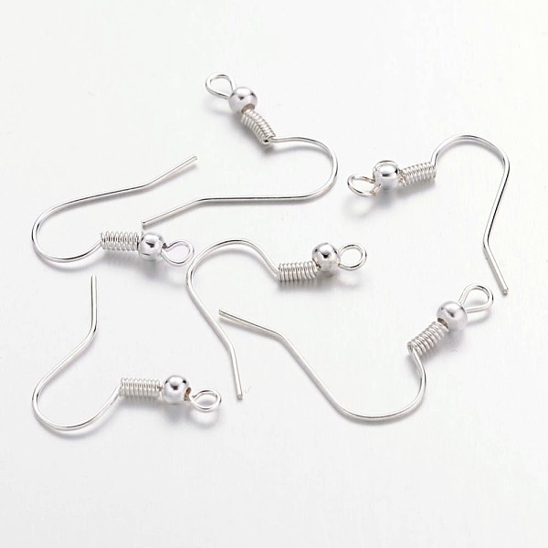 

PandaHall Iron Earring Hooks, Ear Wire, with Horizontal Loop, Silver, 19~21x18~20mm, Pin: 0.65mm, 22 Gauge Iron Silver