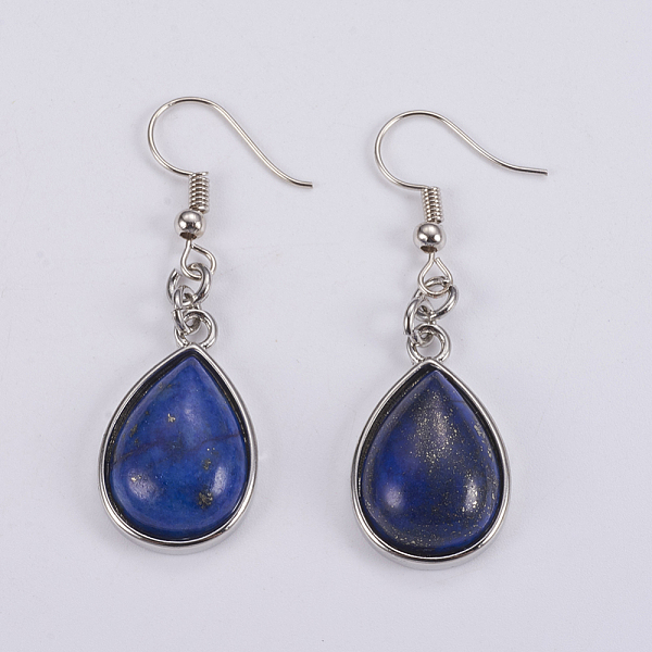 

PandaHall Natural Lapis Lazuli Dangle Earrings, with Brass Findings, teardrop, 50mm, Pin: 0.7mm Lapis Lazuli Blue