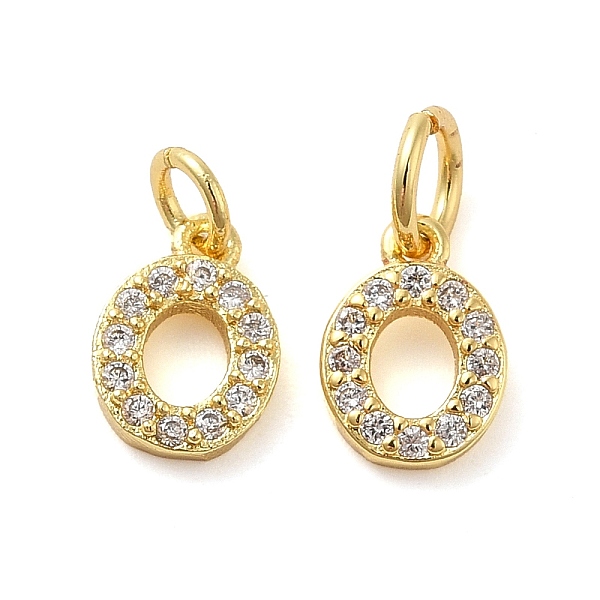 

PandaHall Brass Micro Pave Cubic Zirconia Pendants, with Jump Ring, Letter O, 8.5x6x1.5mm, Hole: 3.6mm Brass+Cubic Zirconia Letter O Clear
