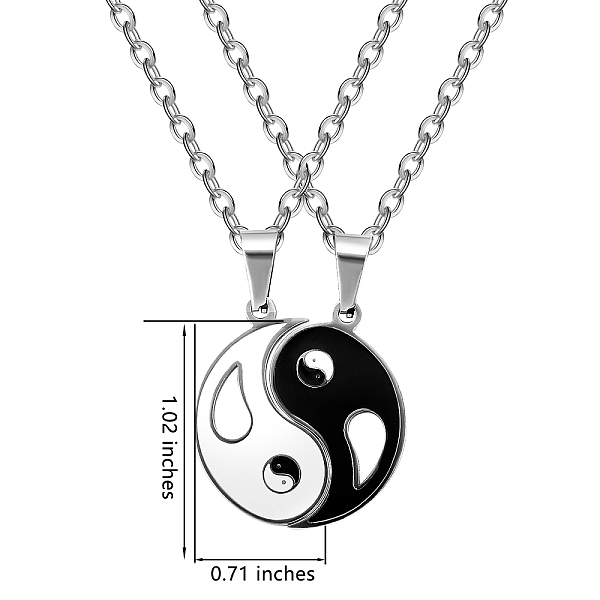 

PandaHall Two Tone Flat Round Puzzle Matching Necklaces Set, Yin Yang Pendant Necklaces, Infinity Love Magnetic 316L Surgical Stainless...
