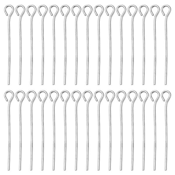 

PandaHall Iron Eye Pins, Cadmium Free & Lead Free, Platinum, 21 Gauge, 26x0.7mm, Hole: 2mm Iron
