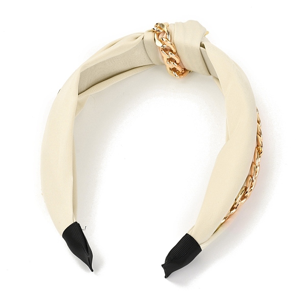 

PandaHall Plastic Hair Bands, with Cloth and Chain Cover, Linen, 17~36mm, Inner Diameter: 120mm Plastic Brown