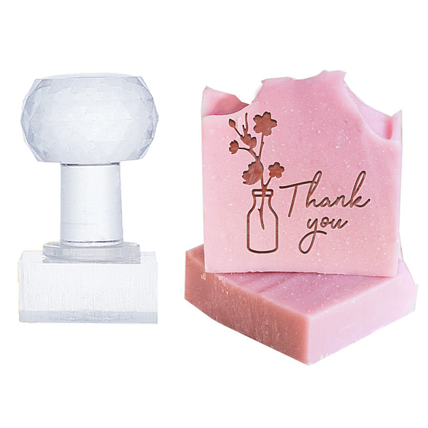 

PandaHall PH Vase Words Handmade Soap Stamp, Clear Acrylic Imprint Stamp Natural Soap Chapter Soap Embossing Stamp with Handle for DIY...