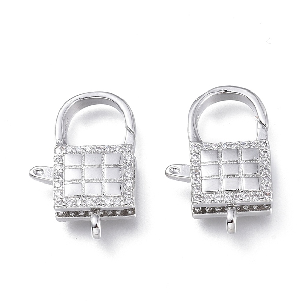 

PandaHall Brass Micro Pave Clear Cubic Zirconia Lobster Claw Clasps, Long-Lasting Plated, Lock, Platinum, 21.5x11x5.3mm, Hole: 1.8mm...