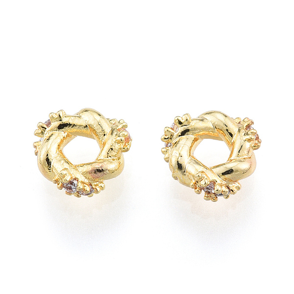 

PandaHall Brass Beads, with Crystal Rhinestone, Twisted Ring, Nickel Free, Real 18K Gold Plated, 6.5x6.5x2.5mm, Hole: 2mm Brass+Rhinestone..., Clear