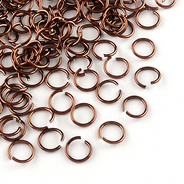 

PandaHall Aluminum Wire Open Jump Rings, Sienna, 6x0.8mm, 5mm inner diameter, about 2150pcs/50g Aluminum Ring Brown