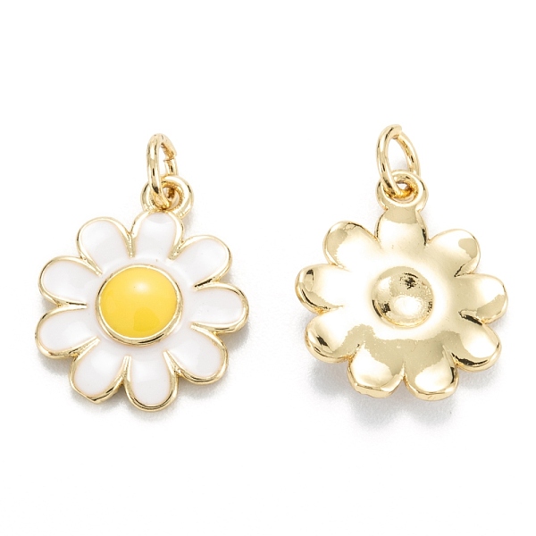 

PandaHall Brass Enamel Pendants, Real 18K Gold Plated, Long-Lasting Plated, Flower, White, 15x13x2mm, Hole: 3.4mm Brass+Enamel Flower White