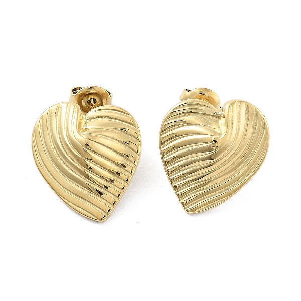 

PandaHall 304 Stainless Steel Stud Earrings, Heart, Real 14K Gold Plated, 18x17mm 304 Stainless Steel Heart