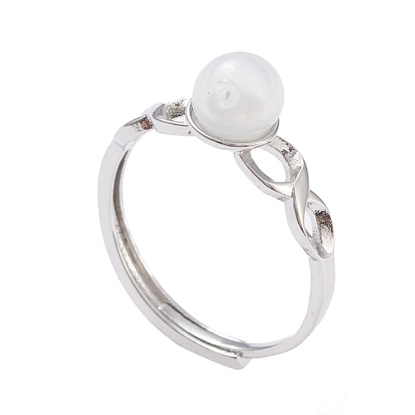 

PandaHall Adjustable Brass Finger Rings, with Lampwork Beads, Round, Platinum, White, Size 6, Inner Diameter: 17mm Brass White