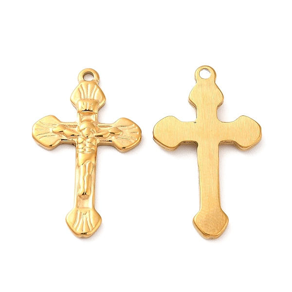 

PandaHall Ion Plating(IP) 304 Stainless Steel Pendants, Crucifix Cross Charm, Golden, 30x18x2.5mm, Hole: 1.5mm 304 Stainless Steel Cross