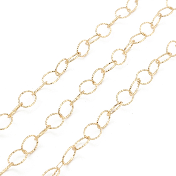 

PandaHall Brass Hollow Oval Link Chains, Unwelded, with Spool, Real 18K Gold Plated, 8x5.5x0.5mm Brass