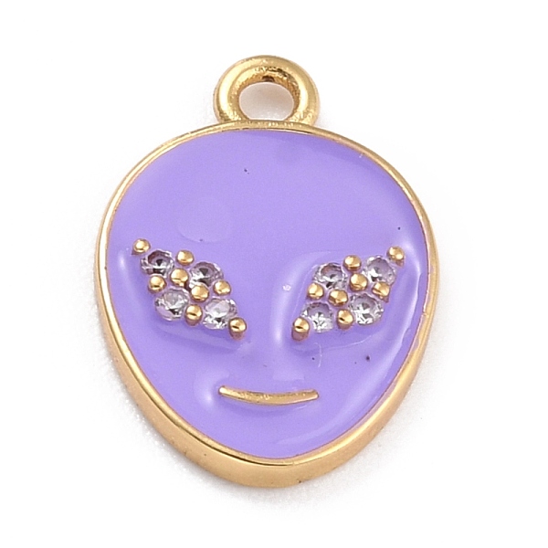 

PandaHall Golden Plated Brass Micro Pave Clear Cubic Zirconia Pendants, with Enamel, Long-Lasting Plated, Extra-terrestrial, Medium Purple...