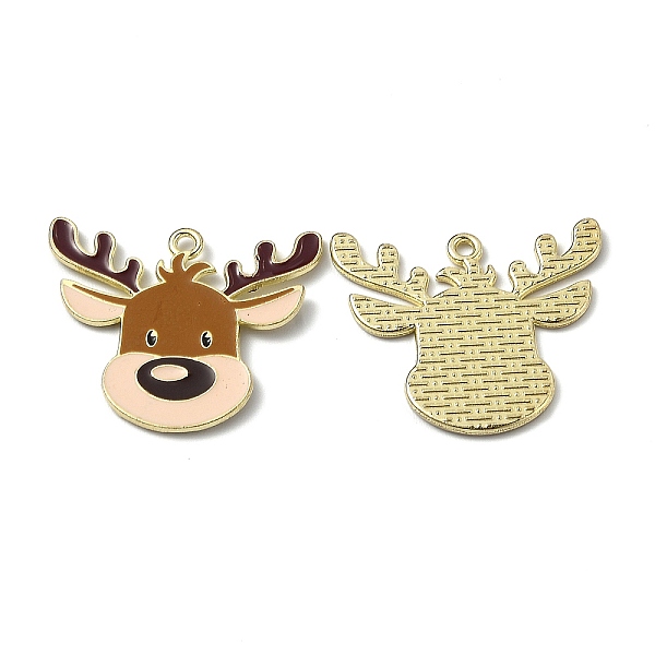 

PandaHall Alloy Enamel Pendants, for Christmas, Elk Christmas Reindeer/Stag, Golden, 24.5x29x1.3mm, Hole: 1.6mm Alloy+Enamel Deer Brown