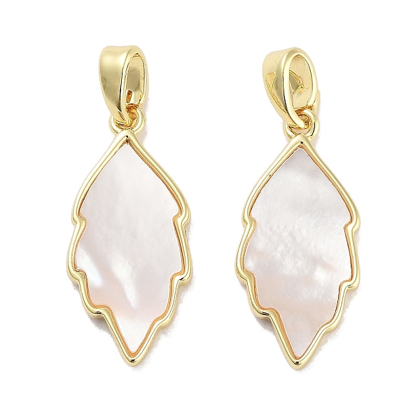 

PandaHall Brass Pave Natural Shell Pendants, Leaf Charms, Real 18K Gold Plated, 20x9x2mm, Hole: 4x2.5mm Shell Leaf