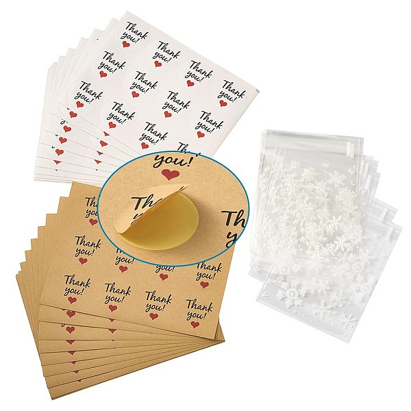 

PandaHall Printed Plastic Bags, with Adhesive, Snowflake and Sealing Stickers, Clear, 9.9x10cm Plastic Snowflake Clear