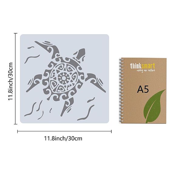 

PandaHall PET Plastic Drawing Painting Stencils Templates, Square, White, Tortoise Pattern, 30x30cm Plastic Tortoise