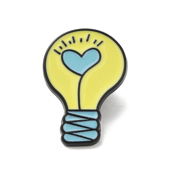 Glühbirne Im Cartoon-Stil Mit Herzförmigen Emaille-Pins