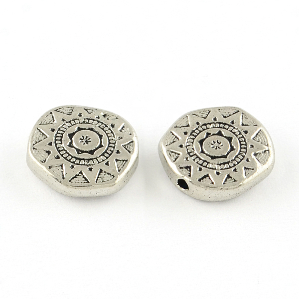 

PandaHall Tibetan Style Alloy Beads, Cadmium Free & Nickel Free & Lead Free, Flat Round, Antique Silver, 13x13x4mm, Hole: 2mm, about...