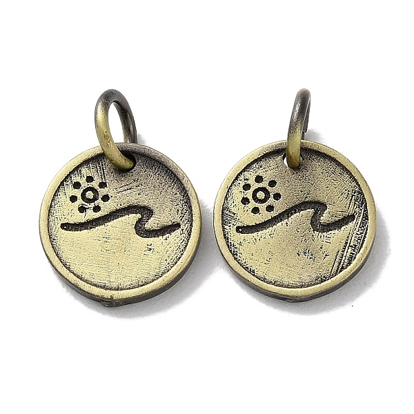 

PandaHall Tibetan Style Brass Pendants, Cadmium Free & Lead Free, Round with Sun, Antique Bronze, 12x11.5x1.5mm, Hole: 4mm Brass Round
