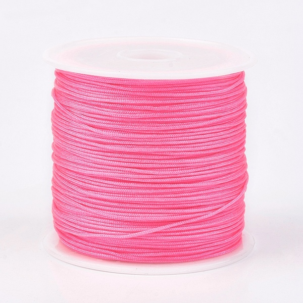 

PandaHall Nylon Thread, Nylon Jewelry Cord for Custom Woven Jewelry Making, Hot Pink, 0.8mm, about 49.21 yards(45m)/roll Nylon Pink