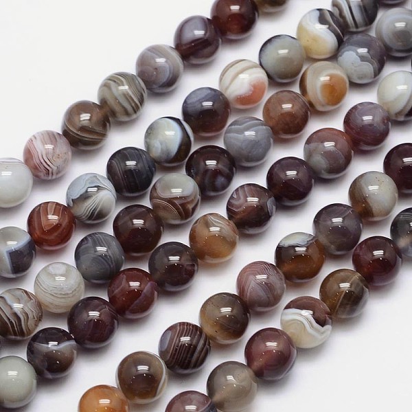 

PandaHall Round Natural Botswana Agate Bead Strands, 10mm, Hole: 1mm, about 39pcs/strand, 15 inch Botswana Agate Round