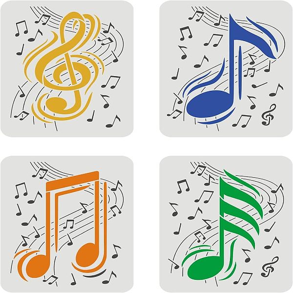 

PandaHall FINGERINSPIRE 4 Pcs Music Notes Stencil Set 29.7x21cm 4 Style Reusable Musical Stencil DIY Art Music Template Music Note Melody...
