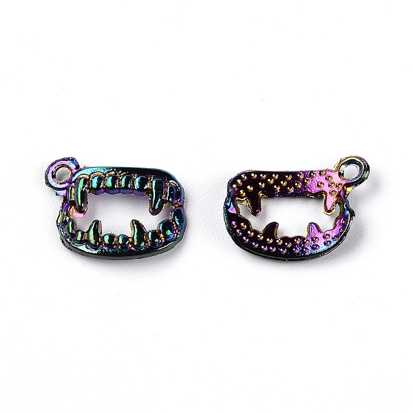 

PandaHall Zinc Alloy Pendants, Halloween Teeth, Rainbow Color, 13x17x2mm, Hole: 1.6mm Alloy Body