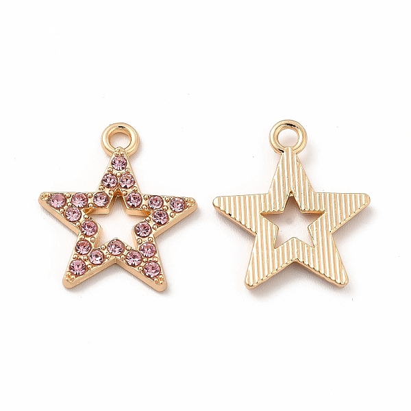 

PandaHall Rack Plating Eco-friendly Alloy Rhinestone Pendants, Star Charm, Golden, Light Rose, 17.5x15x2mm, Hole: 1.8mm Alloy+Rhinestone..., Pink