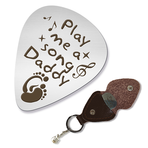 

PandaHall 201 Stainless Steel Guitar Picks, with PU Leather Guitar Picks Holder, Plectrum Guitar Accessories, Footprint, Picks: 35x28mm...
