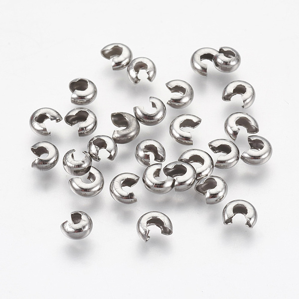 

PandaHall 304 Stainless Steel Crimp Beads Covers, Stainless Steel Color, 4.5mm, Hole: 2mm 304 Stainless Steel