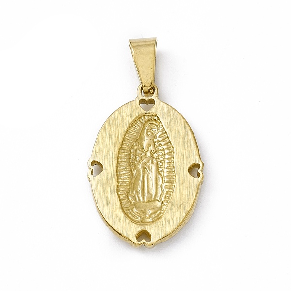 

PandaHall Vacuum Plating 304 Stainless Steel Pendants, with Crystal Rhinestone, Oval with Virgin Mary, Golden, 24x16x2.5mm, Hole: 6.5x3mm..., Clear