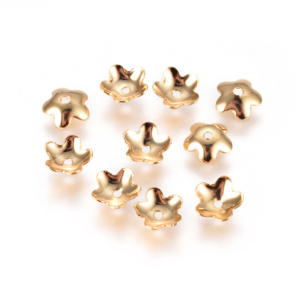 

PandaHall 304 Stainless Steel Bead Caps, 5-Petal, Flower, Golden, 5.5x2mm, Hole: 0.8mm 304 Stainless Steel