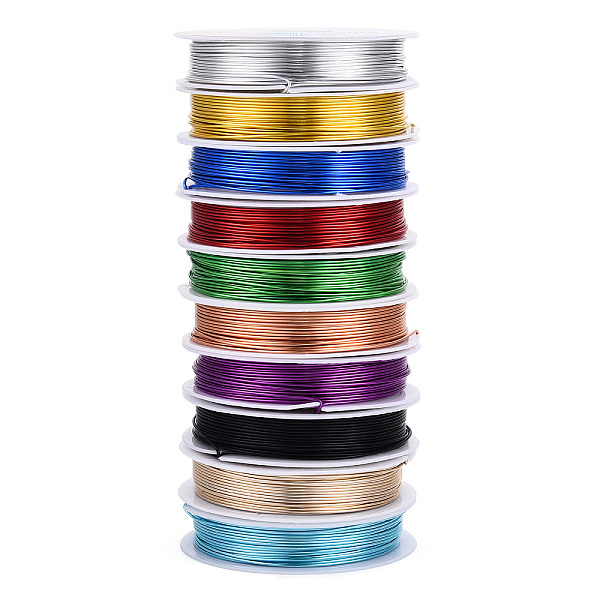 

PandaHall Round Aluminum Wire, Mixed Color, 20 Gauge, 0.8mm, 5m/roll, 10rolls/group Aluminum Round Multicolor