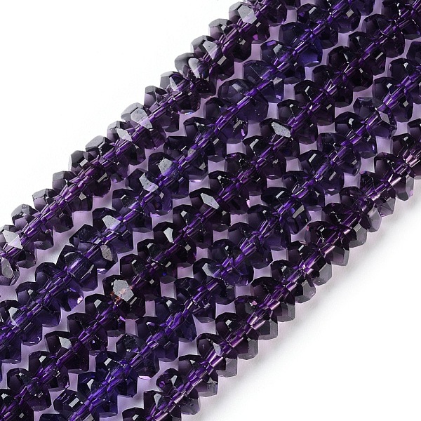 

PandaHall Transparent K9 Glass Beads Strands, Faceted, Rondelle, Purple, 6x3mm, Hole: 1.2mm, about 117pcs/strand, 14.57 inch(37cm) Glass...