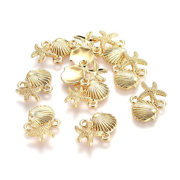 

PandaHall Alloy Links connectors, Ocean Theme, Lead Free & Nickel Free & Cadmium Free, Starfish/Sea Stars and Scallop Shell Shape, Real 14K...