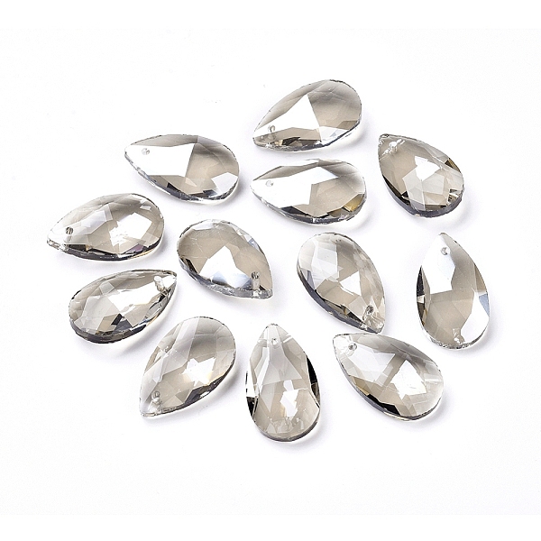 

PandaHall Faceted Glass Pendants, Teardrop, Dark Gray, 22x13x8.5mm, Hole: 1mm Glass Teardrop