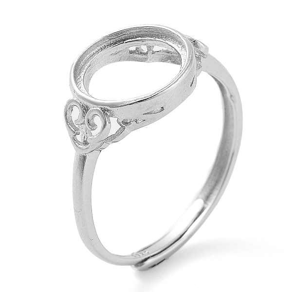 

PandaHall Flat Round Adjustable 925 Sterling Silver Ring Components, Open Bezel Setting, Real Platinum Plated, Inner Diameter: 17mm Sterling...