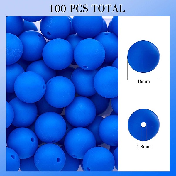 

PandaHall 100Pcs Silicone Beads Round Rubber Bead 15MM Loose Spacer Beads for DIY Supplies Jewelry Keychain Making, Dark Blue, 15mm Silicone...