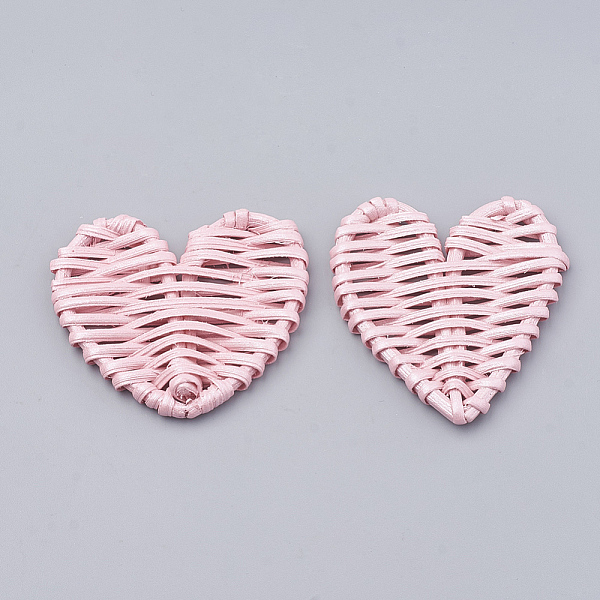 

PandaHall Handmade Spray Painted Reed Cane/Rattan Woven Beads, For Making Straw Earrings and Necklaces, Dyed, Pearlized Effect, Heart, No..., Pink