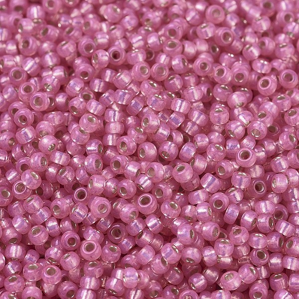 

PandaHall MIYUKI Round Rocailles Beads, Japanese Seed Beads, 11/0, (RR556) Dyed Rose Silverlined Alabaster, 11/0, 2x1.3mm, Hole: 0.8mm..., Purple