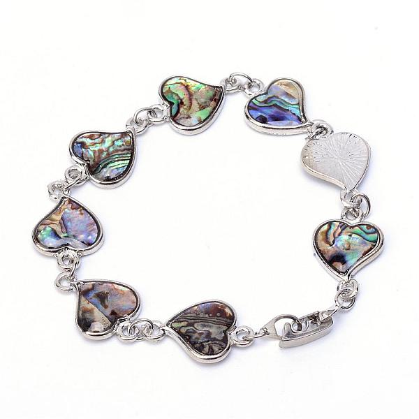 

PandaHall Sea Shell Beads Beaded Bracelets, with Watch Band Clasp, Heart, Colorful, 7.08 inch(18cm) Shell